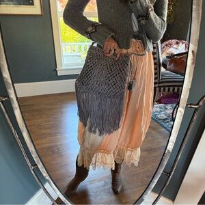 Crochet fringe crossbody bag purse